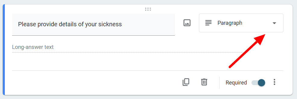 Image accompanying: Step 3: Add short answer to enter sickness details