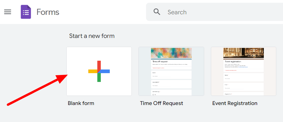 Image accompanying: Step 1: Create a new Google Form