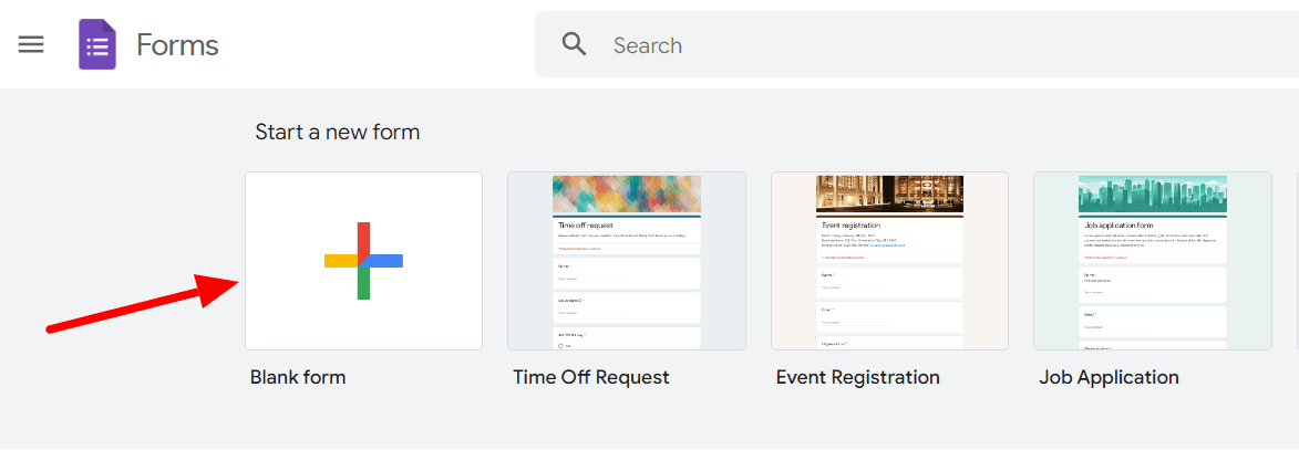 Image accompanying: Step 1: Create a new Google Form