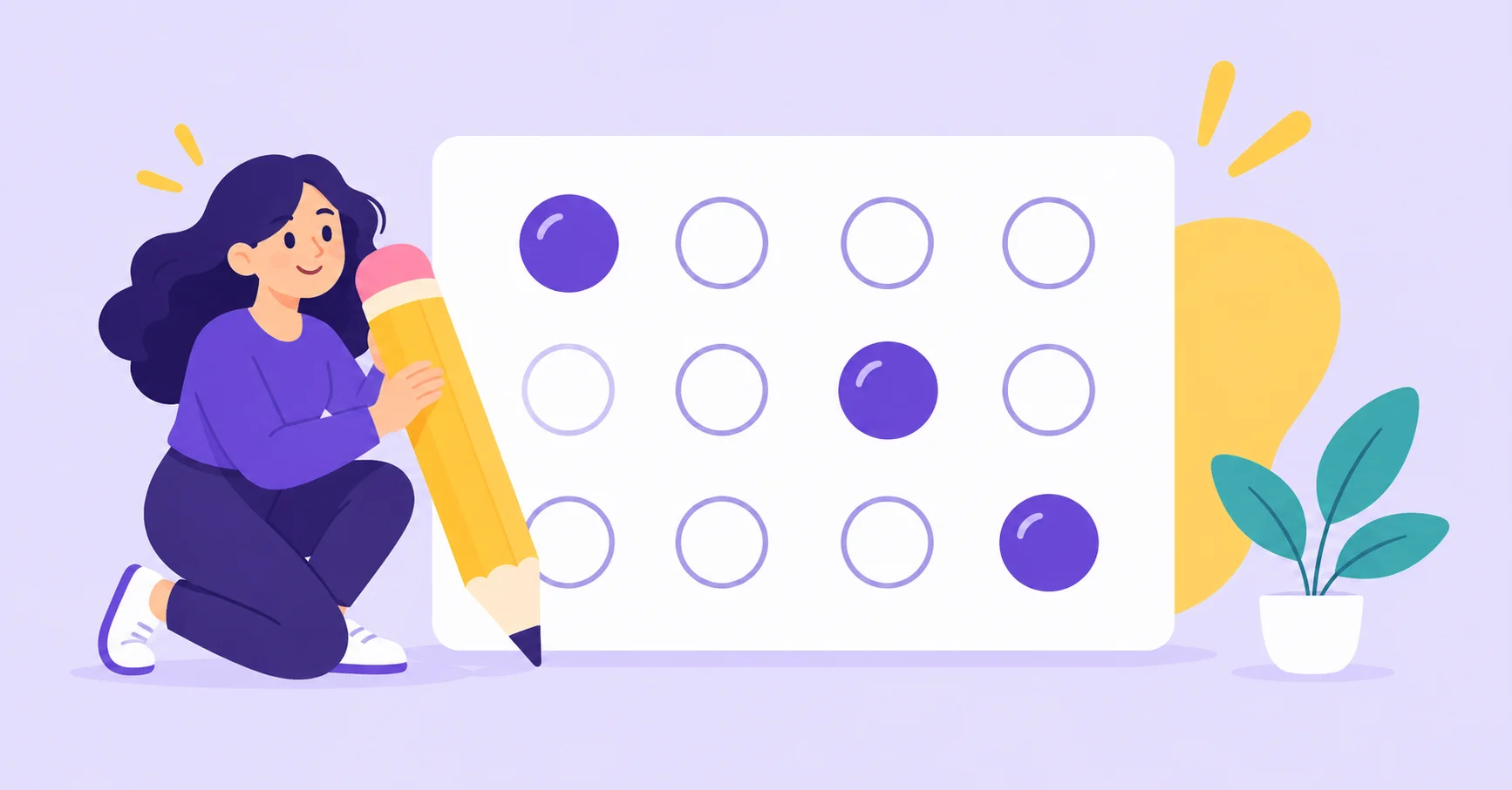 Multiple choice grid with one selected circle in each row