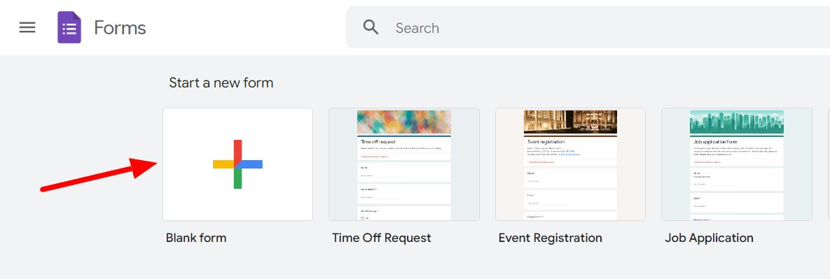 Image accompanying: Step 1: Create a new Google Form