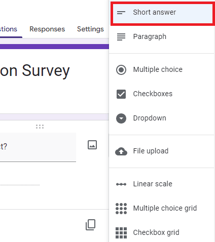 Image accompanying: Step 4: Choose how people will answer your Google questionnaire