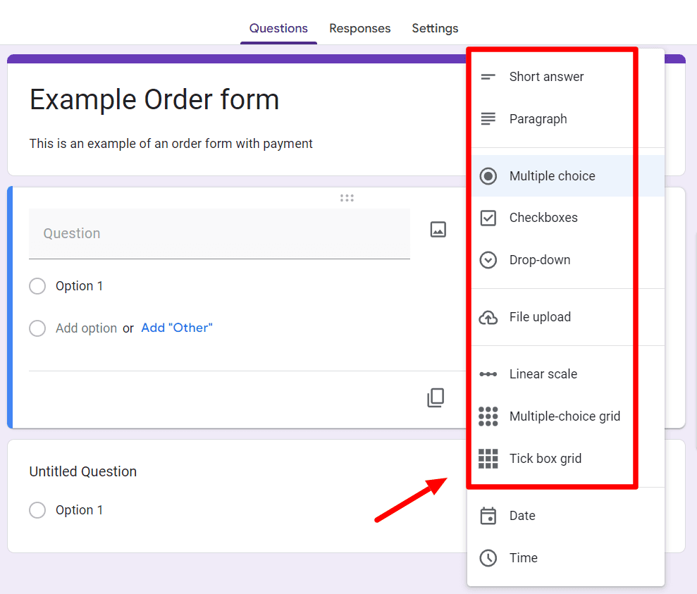 Image accompanying: Step 2: Fill out your questions