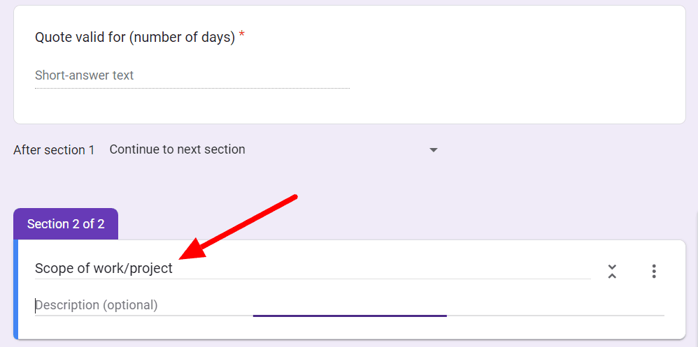 Image accompanying: Step 3: Enter a short answer to describe the project