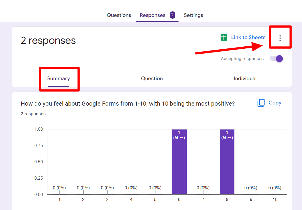 Image accompanying: Step 3a: Print a summary of all responses