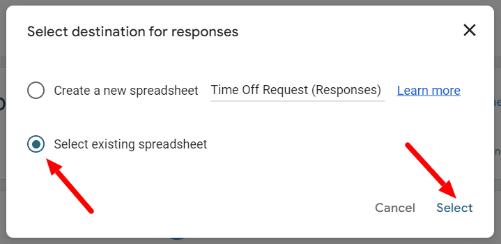 Image accompanying: Step 6: Connect form to your attendance Google Sheet