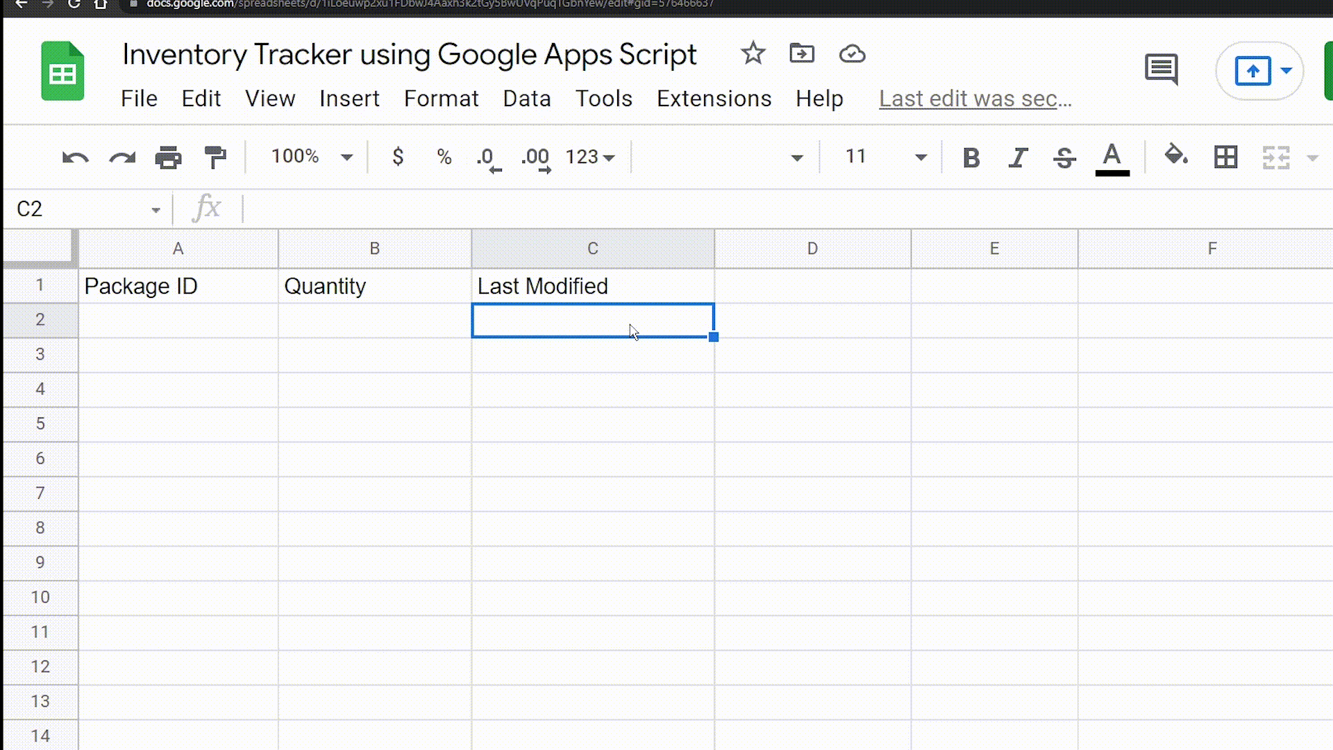 How to Insert "last modified" Timestamp in Google Sheets with Custom Functions